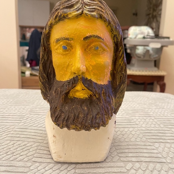 Vintage Hand Carved Wood Head Bust (JESUES) - Picture 1 of 13